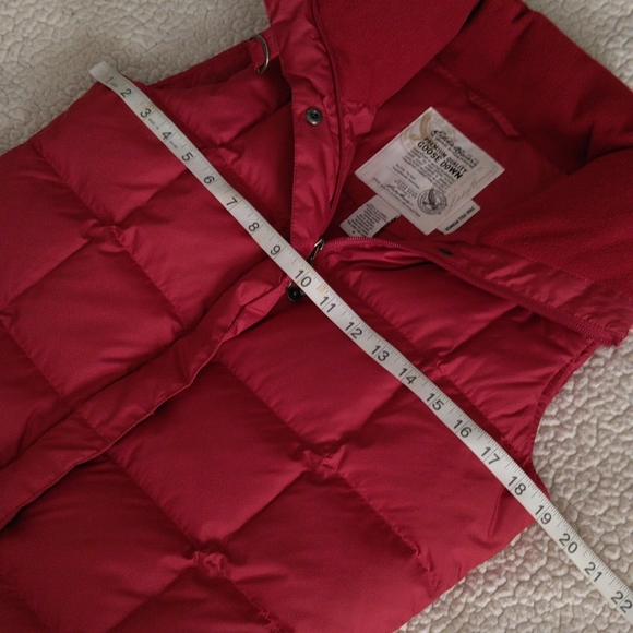 Eddie Bauer Small Red 700 Fill Power Goose Down Full Zip Snap Button Puffer Vest - Picture 6 of 14